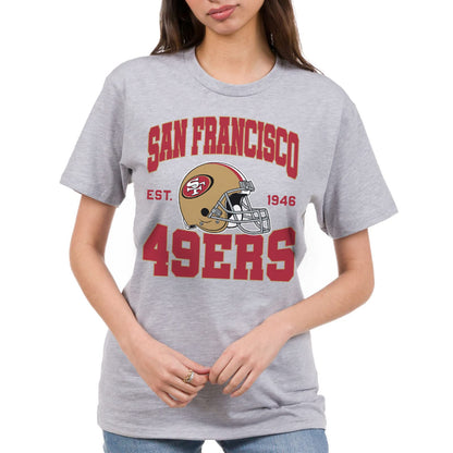 Junk Food Clothing x NFL - San Francisco 49ers - Team Helmet - Unisex Adult Short Sleeve Fan T-Shirt for Men and Women - Size X-Large