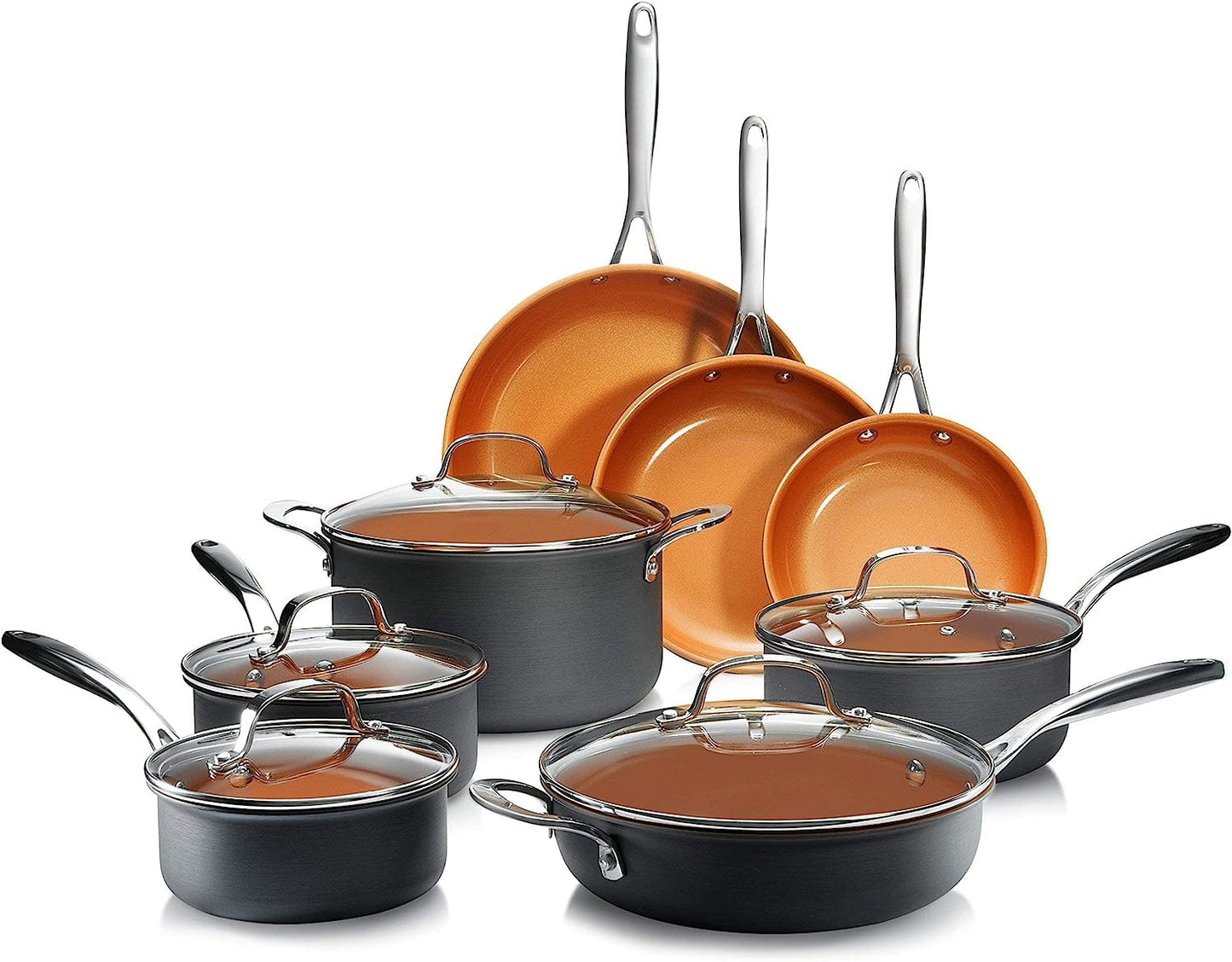 Gotham Steel Professional – Hard Anodized Nonstick Pots and Pans Set - 13 Piece Premium Cookware Set with Ultimate Nonstick Ceramic & Titanium Coating, Oven & Dishwasher Safe