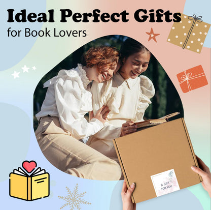 Book Lovers Gifts Box - The Perfect 5 Curated Reading Gifts for Book Lovers -in a Beautifully Packed Box, Includes a Tote Bag Comfy Socks Book Mark and More - Ideal Gifts for Readers for Christmas