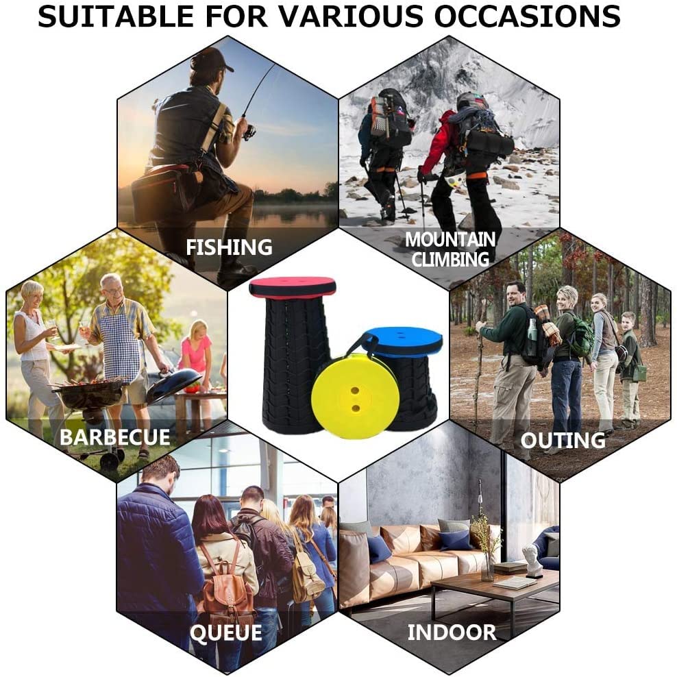 𝟐𝟎𝟐𝟑 𝐔𝐩𝐠𝐫𝐚𝐝𝐞𝐝 Portable Retractable Folding Stool, Collapsible Telescoping Foldable Camping Stool for Adults for Outdoor Fishing Hiking Gardening Travel BBQ