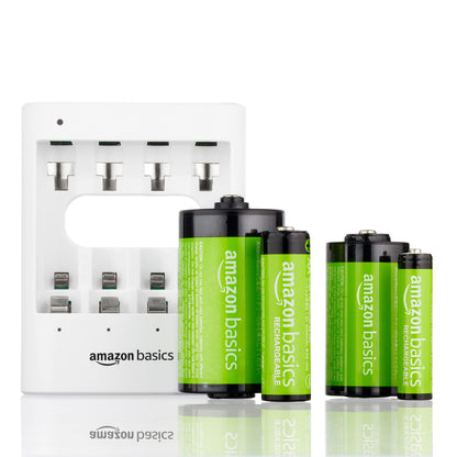 Amazon Basics 8-Pack Rechargeable AA NiMH Batteries, 2000 mAh, Recharge up to 1000x Times, Pre-Charged