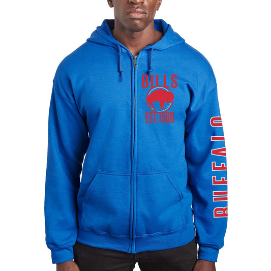 Junk Food Clothing x NFL - Buffalo Bills - MVP Zip Hoodie - Unisex Adult Full Zip Hooded Sweatshirt for Men and Women - Size Large