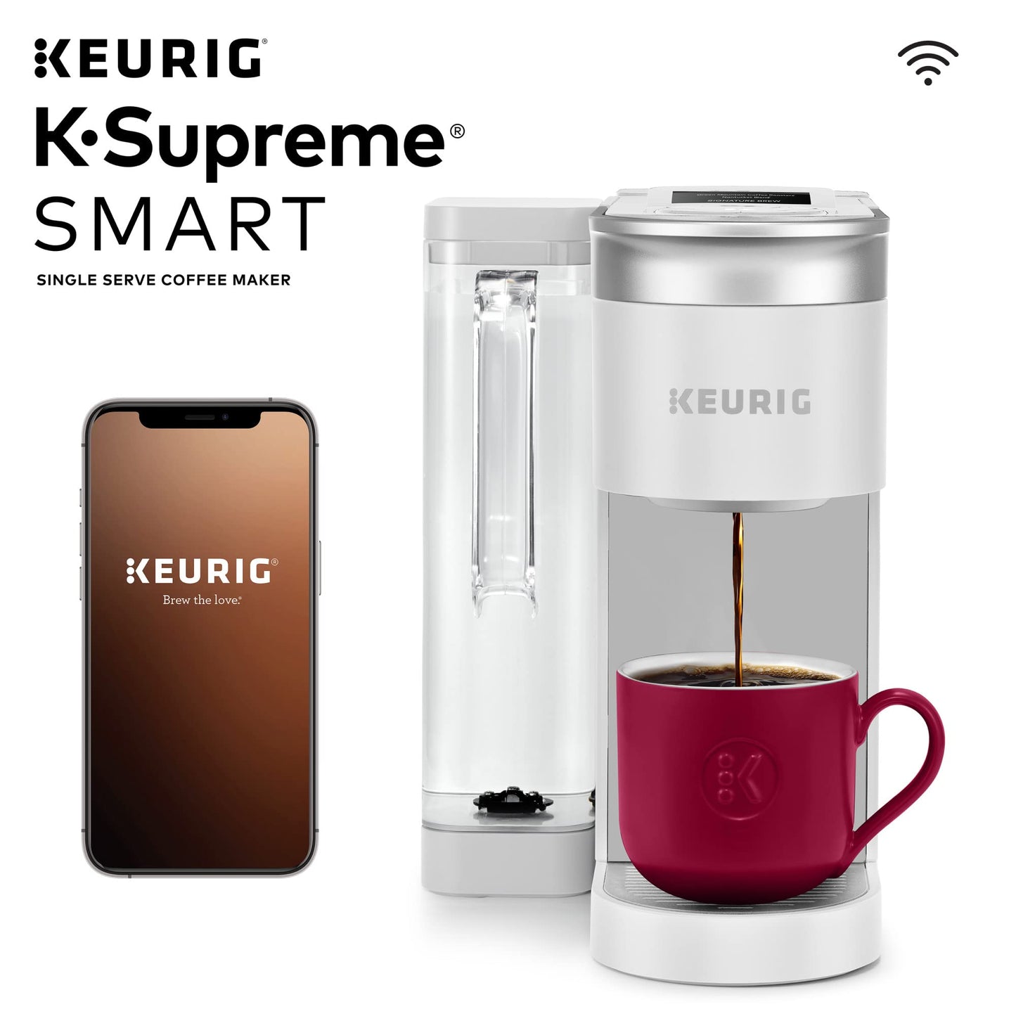 Keurig K-Supreme SMART Coffee Maker, MultiStream Technology, Brews 6-12oz Cup Sizes, White