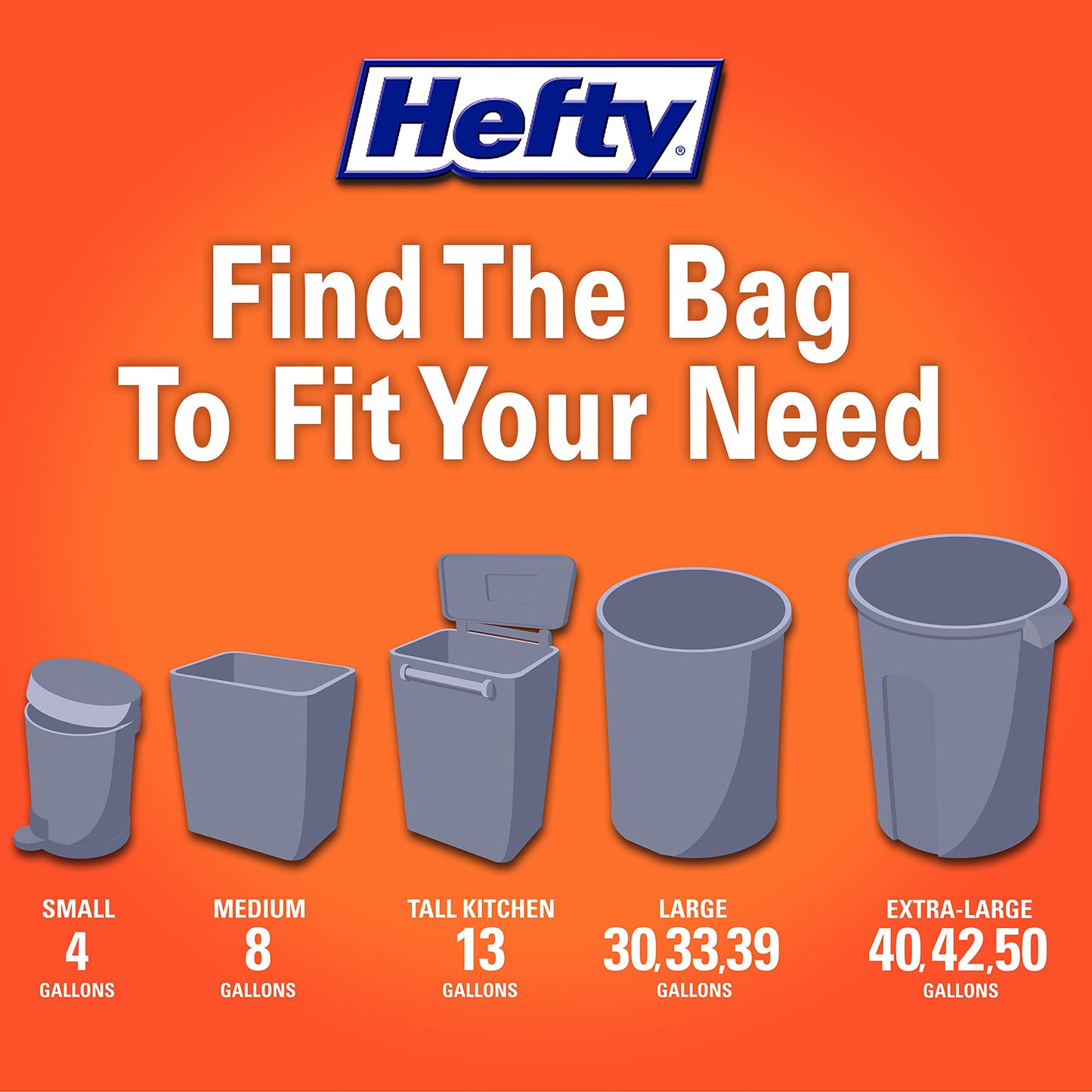 Hefty Small Garbage Bags, Flap Tie, Lavender & Sweet Vanilla Scent, 4 Gallon, 26 Count