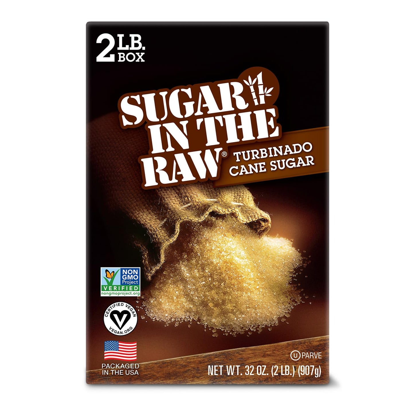 Sugar In The Raw Granulated Turbinado Cane Sugar, Pure Natural Sweetener, Hot & Cold Drinks, Coffee, Cooking, Baking, Vegan, Gluten-Free, Non-GMO, Bulk Sugar, 2lb Bag (1-Pack)
