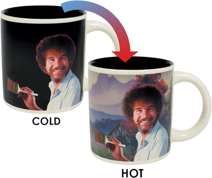 The Unemployed Philosophers Guild Bob Ross Heat Changing Mug - Add Coffee or Tea and a Happy Little Scene Appears - Comes in a Fun Gift Box