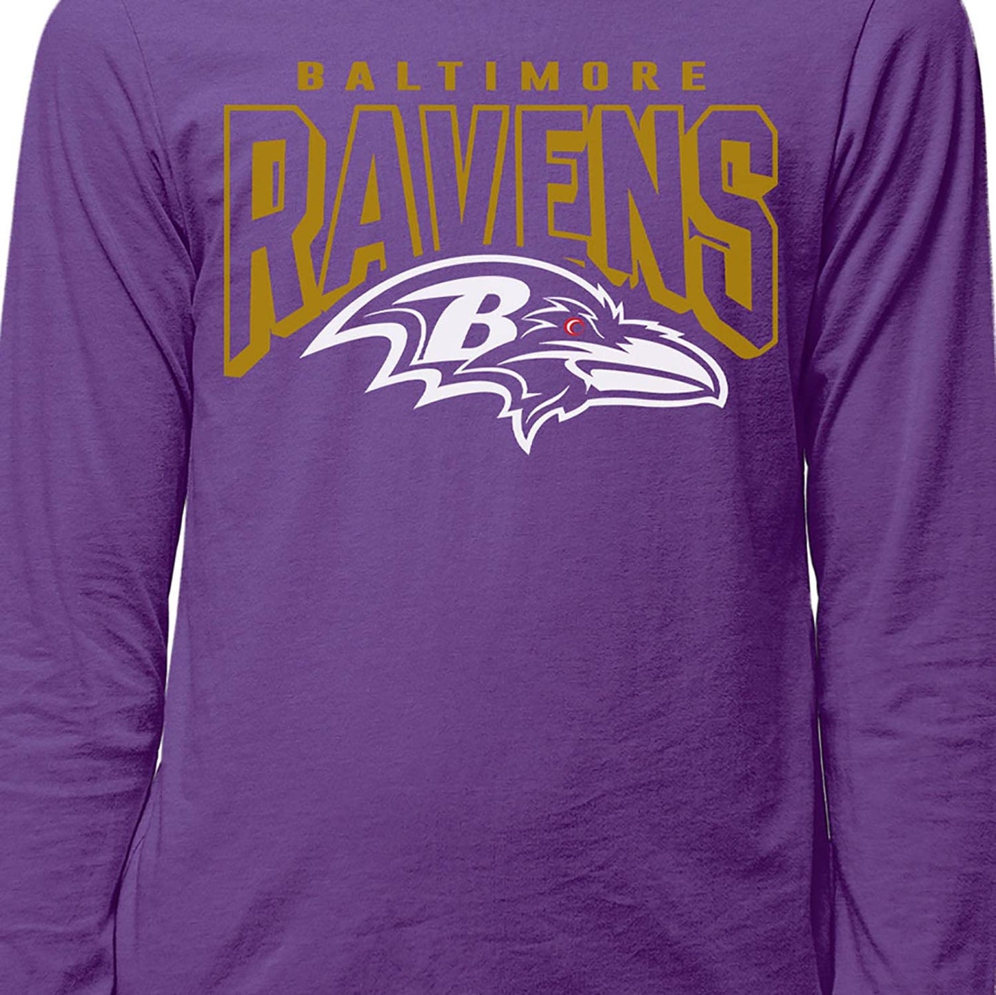 Junk Food Clothing x NFL - Baltimore Ravens - Bold Logo - Unisex Adult Long Sleeve T-Shirt for Men and Women - Size X-Large