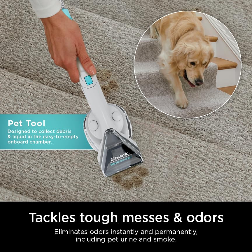 Shark EX201 CarpetXpert Upright Carpet, Area Rug & Upholstery Cleaner with StainStriker, Built-in Spot & Stain Cleaner, Perfect for Pets, Deep Cleaning & Tough Stain Removal, Carpet Shampooer, Teal