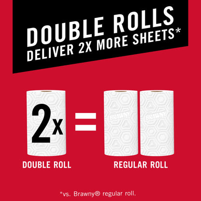 Brawny® Tear-A-Square® Paper Towels, 16 Double Rolls = 32 Regular Rolls