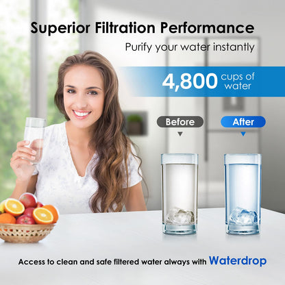 Waterdrop EDR4RXD1 Refrigerator Water Filter Compatible with EveryDrop Filter 4, Whirlpool UKF8001, 4396395, Maytag UKF8001AXX-200, UKF8001AXX-750, Kenmore 46-9006, WD-F07