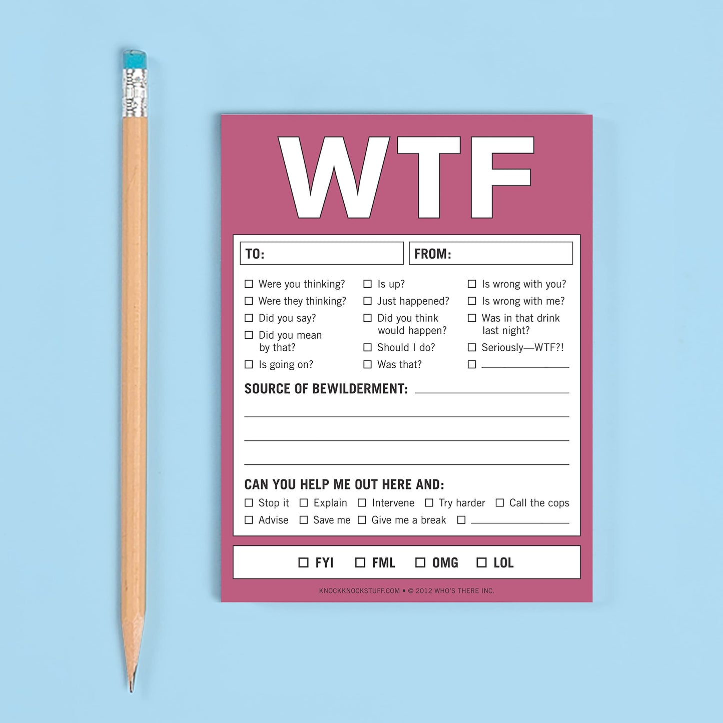 Knock Knock WTF Notes Nifty Note Checklist Memo Pad, 50 Sheets