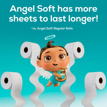 Angel Soft® Toilet Paper, 8 Mega Rolls = 32 Regular Rolls, 2-Ply Bath Tissue, 320 Sheets per Roll, 8 Count, White