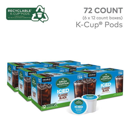 Keurig K-Iced Coffee Maker, Single Serve K-Cup Pod Iced Coffee Maker and Green Mountain Coffee Roasters Brew Over Ice Classic Black, Single Serve K-Cup Pods, 72 count
