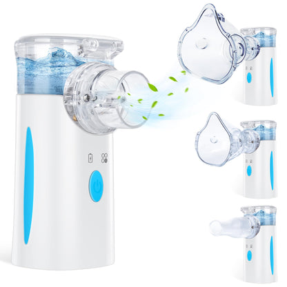 Portable Nebulizer, Nebulizer Machine for Adults and Kids, Ultrasonic Mesh Nebulizer of Cool Mist, Ultrasonic Nebulizer with Self-Cleaning Function for Breathing Problems, Used at Home, Office, Travel