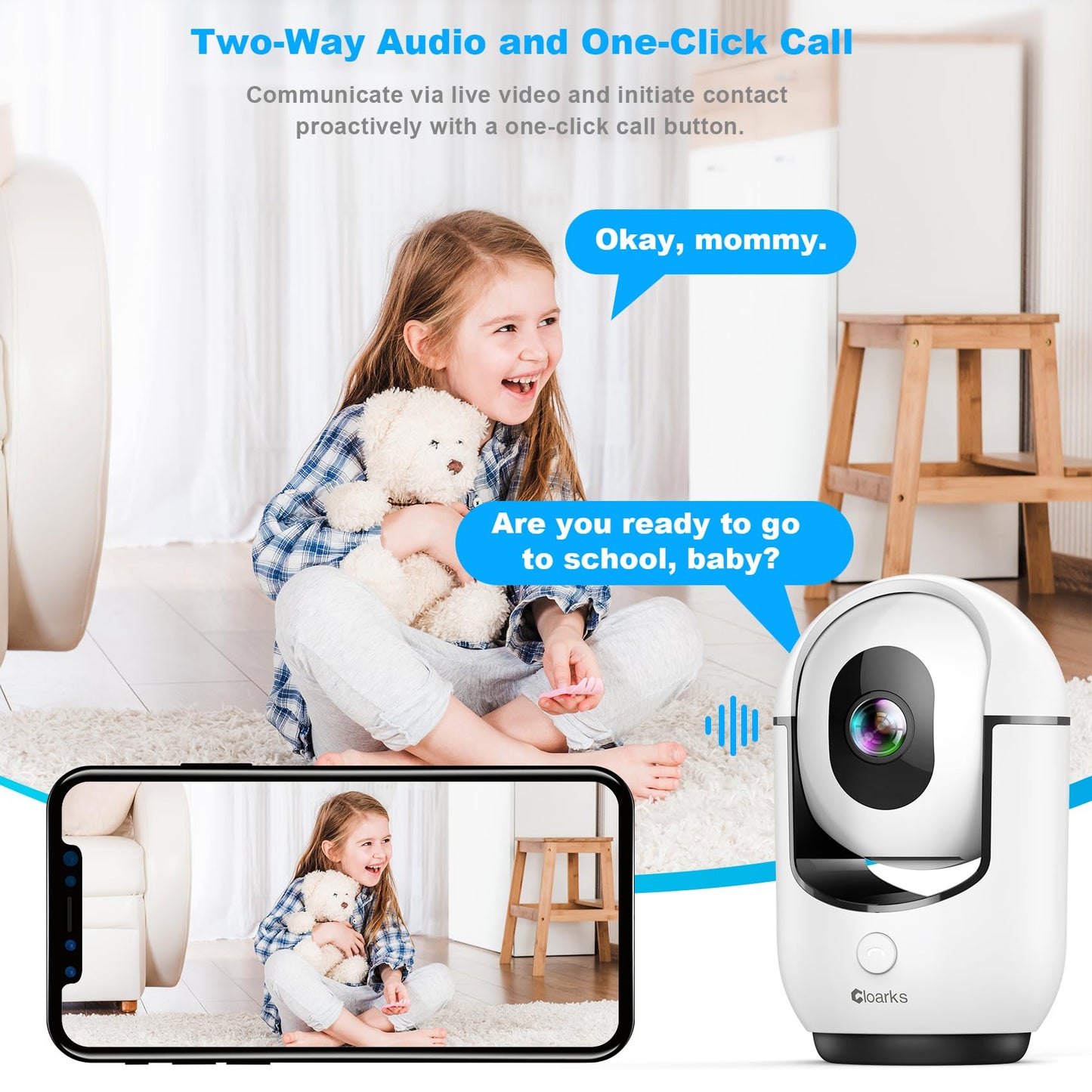 2K Pan/Tilt Security Camera, WiFi Indoor Camera for Home Security with AI Motion Detection, Baby/Pet Camera with Phone App, Color Night Vision, 2-Way Audio, 24/7, Siren, TF/Cloud Storage