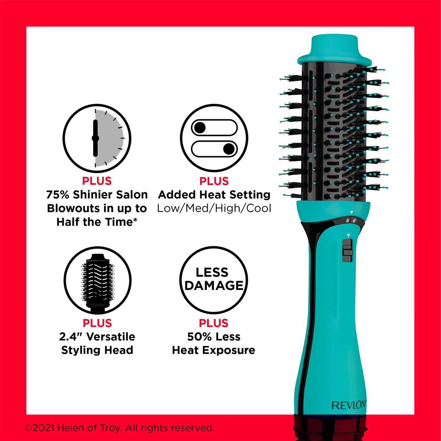 Revlon One Step Volumizer PLUS 2.0 Hair Dryer and Hot Air Brush | Dry and Style | Amazon Exclusive (Teal)