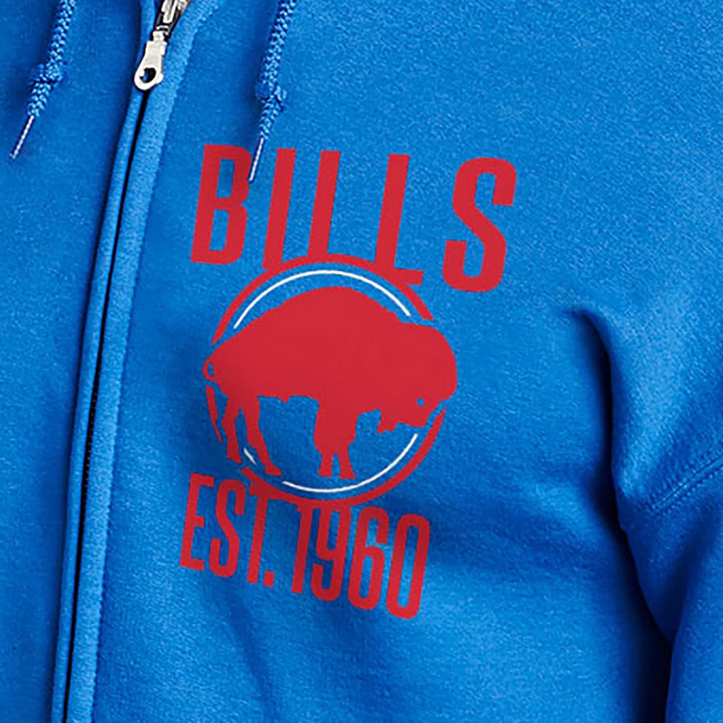 Junk Food Clothing x NFL - Buffalo Bills - MVP Zip Hoodie - Unisex Adult Full Zip Hooded Sweatshirt for Men and Women - Size Large