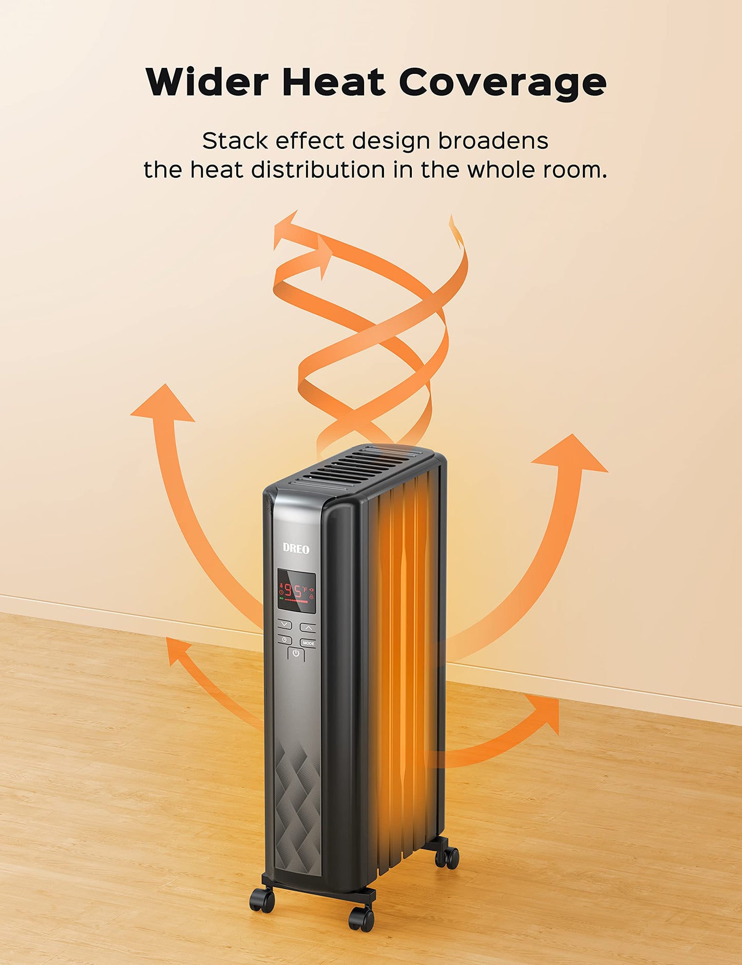 Dreo Radiator Heater, Upgrade 1500W Electric Portable Space Oil Filled Heater with Remote Control, 4 Modes, Overheat & Tip-Over Protection, 24h Timer, Digital Thermostat, Quiet, Indoor