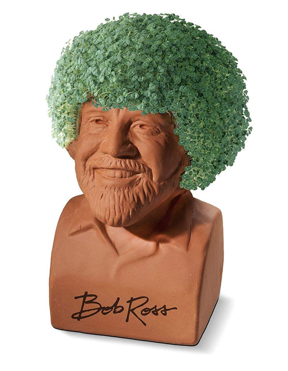 Chia Pet Bob Ross with Seed Pack, Decorative Pottery Planter, Easy to Do and Fun to Grow, Novelty Gift, Perfect for Any Occasion