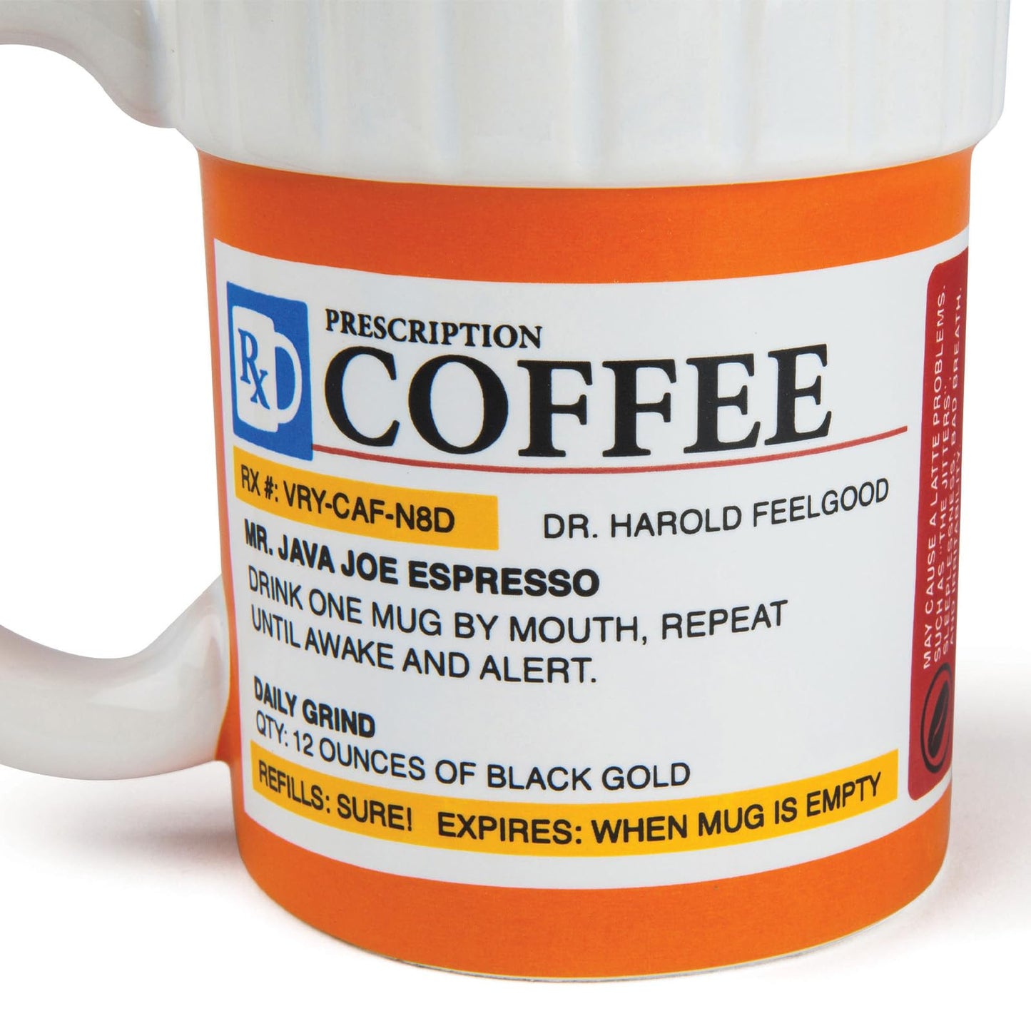 BigMouth Inc. Prescription Coffee Mug - Large Funny Prescription Coffee Cup - Unique Pharmacy Gifts - Hilarious Novelty and Gag Gifts for Doctor - Dishwasher-Safe Ceramic Pill Bottle Coffee Cup - 12oz