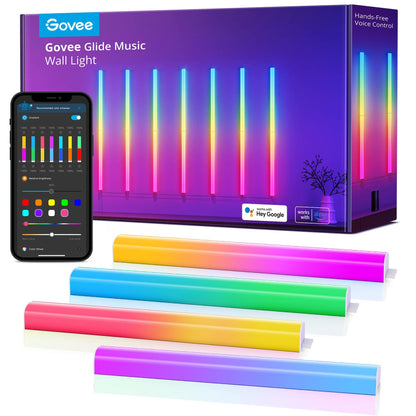 Govee Glide RGBIC Wall Lights, Music Wall Lights Works with Alexa and Google Assistant, Smart Christmas LED Light Bars for Bedroom, Living Room, Gaming Room, Party, Music Sync, 16 Music Mode, 14 pcs
