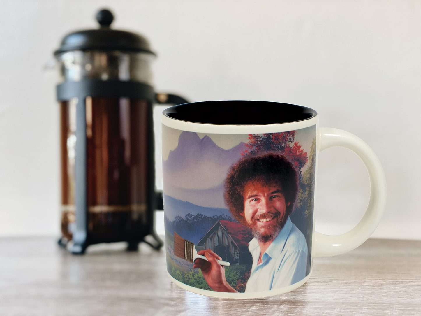 The Unemployed Philosophers Guild Bob Ross Heat Changing Mug - Add Coffee or Tea and a Happy Little Scene Appears - Comes in a Fun Gift Box