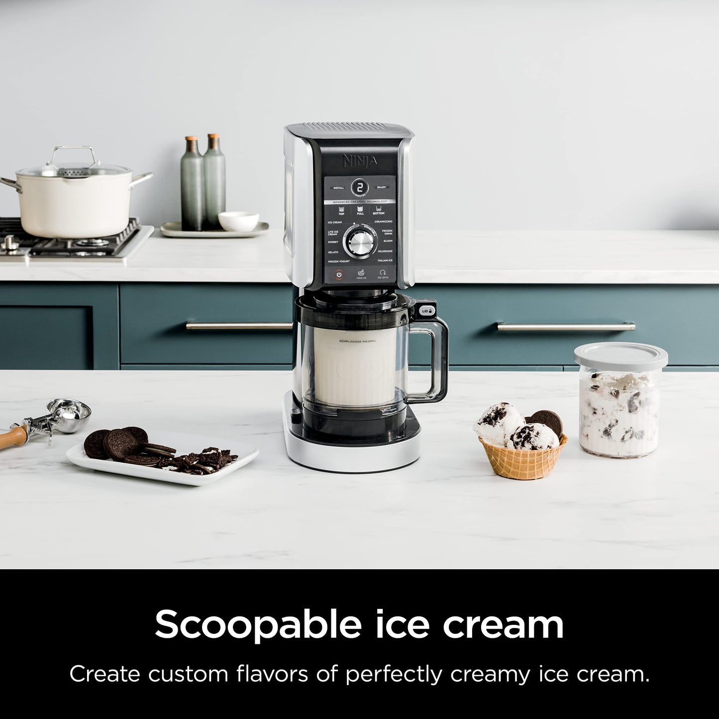 Ninja NC501 CREAMi Deluxe 11-in-1 Ice Cream & Frozen Treat Maker for Ice Cream, Sorbet, Milkshakes, Frozen Drinks & More, 11 Programs, Perfect for Kids, Silver, 11 Functions + (2) 24 oz. Pints