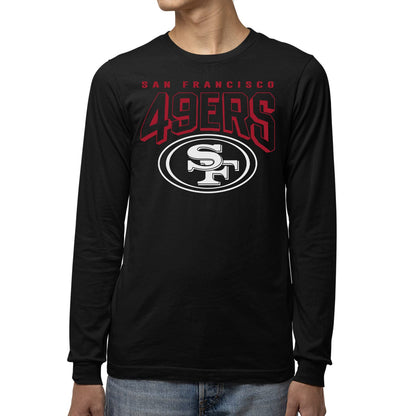 Junk Food Clothing x NFL - San Francisco 49ers - Bold Logo - Unisex Adult Long Sleeve T-Shirt for Men and Women - Size X-Large