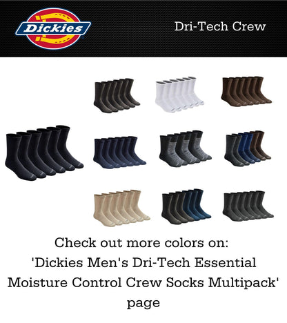 Dickies Men's Dri-tech Moisture Control Crew Socks Multipack, Black (6 Pairs), Shoe Size: 6-12