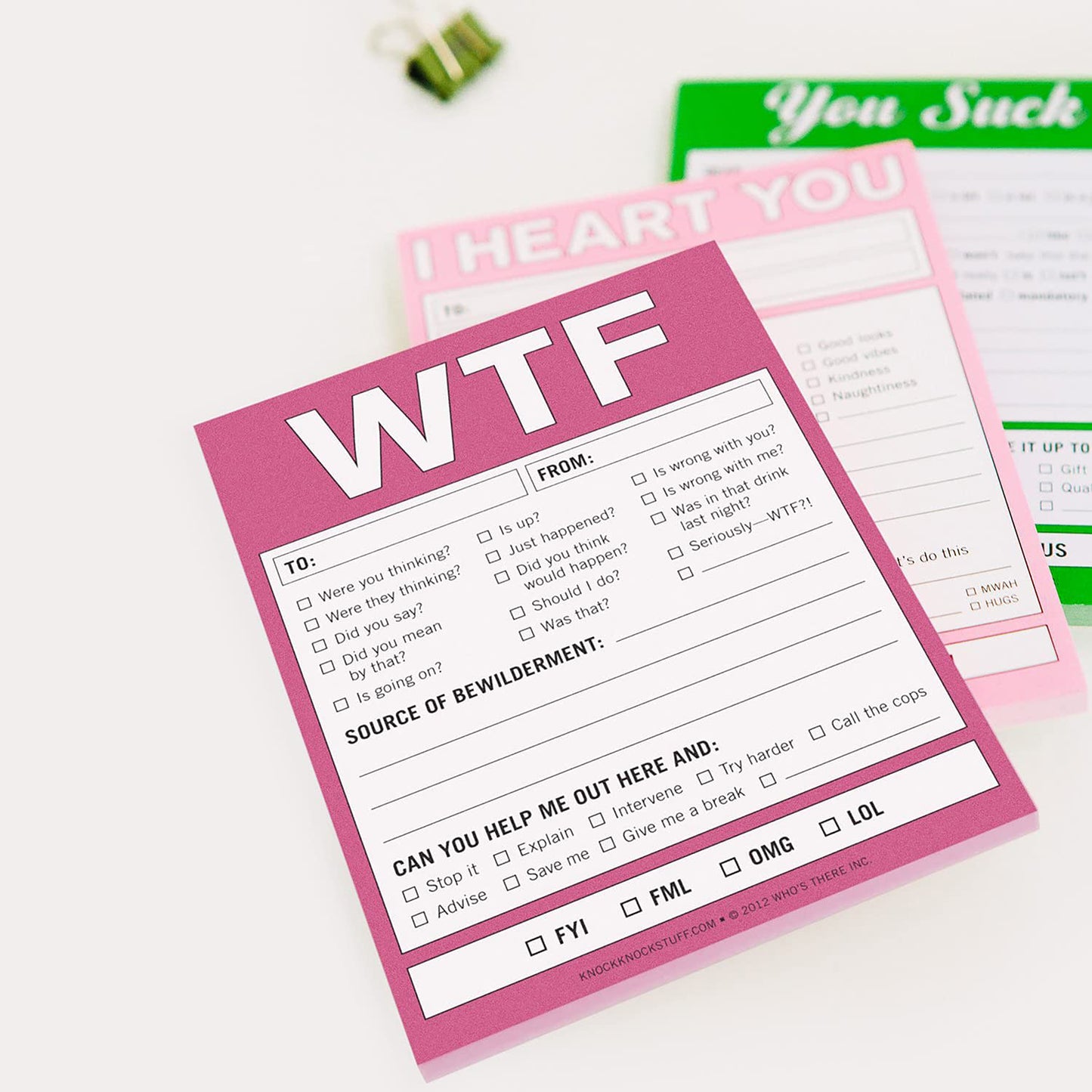 Knock Knock WTF Notes Nifty Note Checklist Memo Pad, 50 Sheets