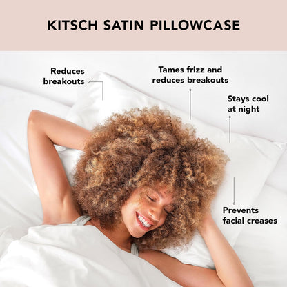 Kitsch Satin Pillowcase for Hair & Skin - Softer Than Silk Cooling Satin Pillow Case with Zipper | Standard Queen (Ivory) 1 Pack