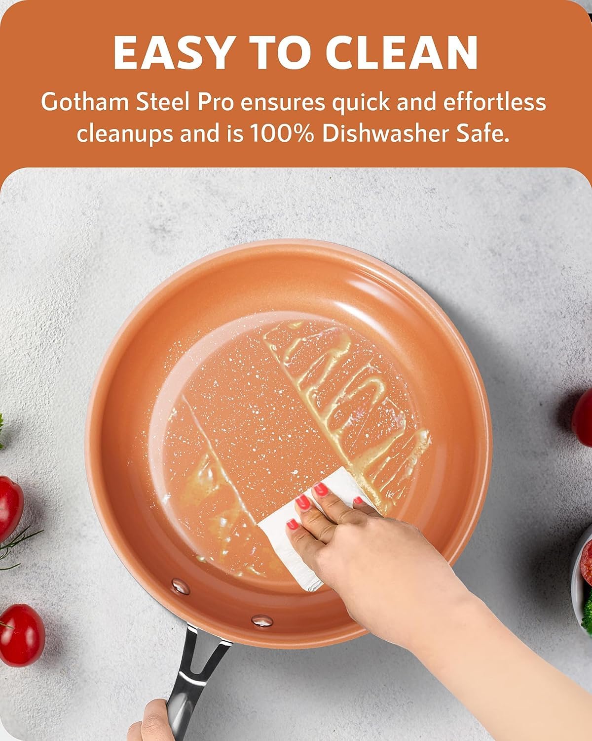 Gotham Steel Professional – Hard Anodized Nonstick Pots and Pans Set - 13 Piece Premium Cookware Set with Ultimate Nonstick Ceramic & Titanium Coating, Oven & Dishwasher Safe