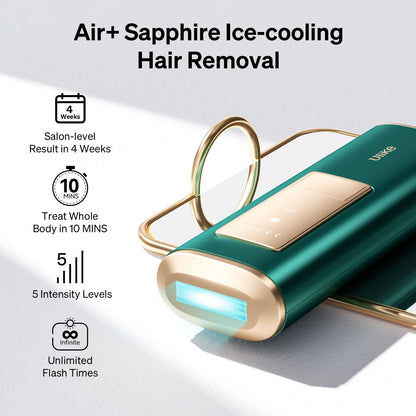 Ulike Laser Hair Removal for Women and Men, Air+ IPL Hair Removal Device with Sapphire Ice-Cooling Technology for Nearly Painless Result, Safe&Long-Lasting for Reducing in Hair Growth for Body & Face