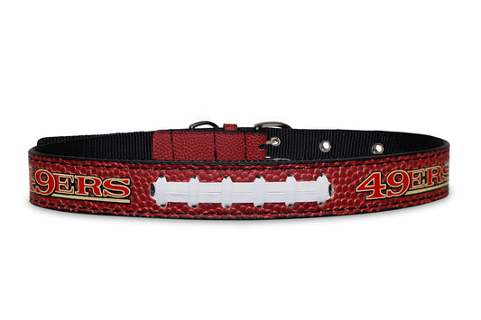 Pets First Tough Leather Pet Collar NFL SAN Francisco 49ERS Premium Dog Collar, Limited Edition, Size Medium. Best & Strongest Heavy-Duty Dog Collar!, Medium (16-20"" Long & 1"" Wide)