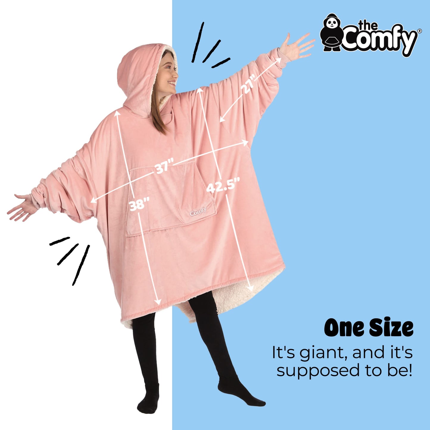 THE COMFY Original | Oversized Microfiber & Sherpa Wearable Blanket, Seen On Shark Tank, One Size Fits All (Blush)