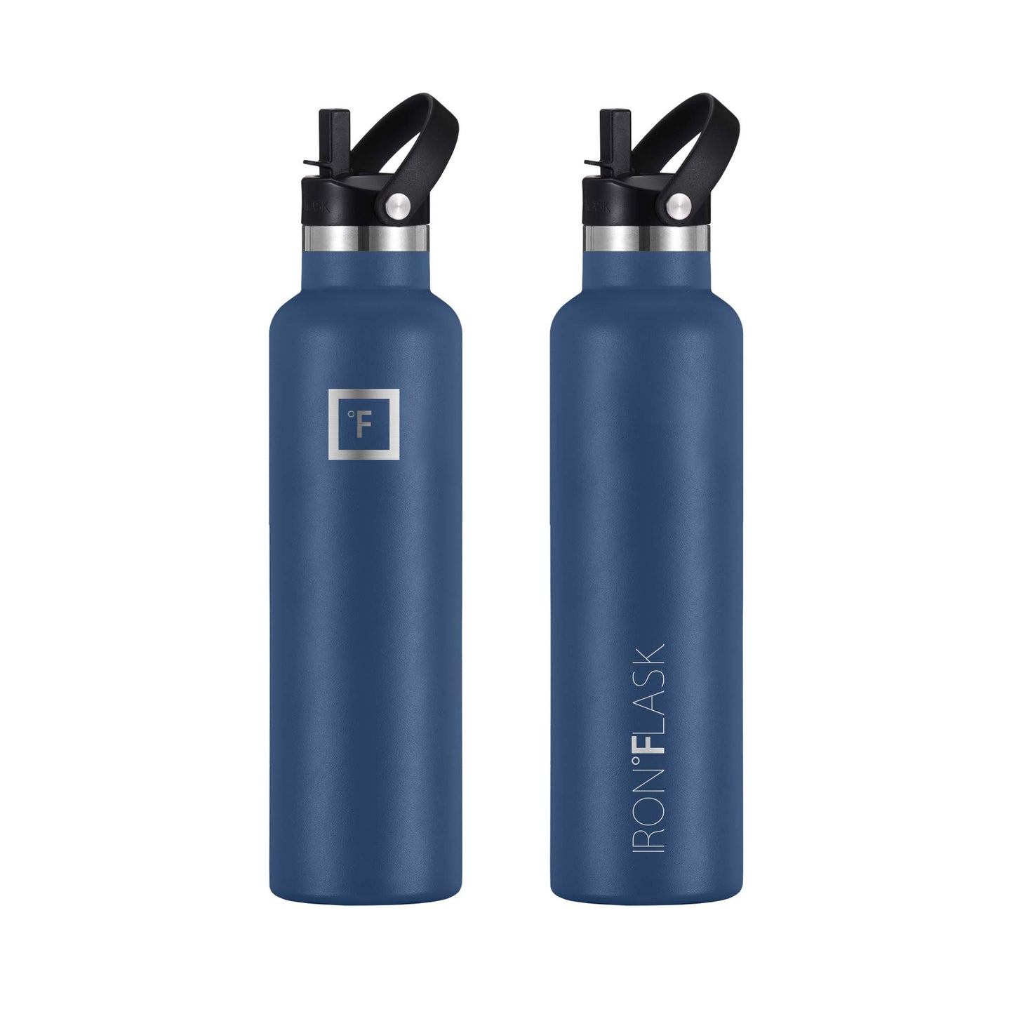 IRON FLASK Sports Water Bottle - 24 Oz - 3 Lids (Narrow Straw Lid) - Leak Proof Vacuum Insulated Stainless Steel - Hot & Cold Double Walled Insulated Thermos - Valentines Day Gifts for Him or Her