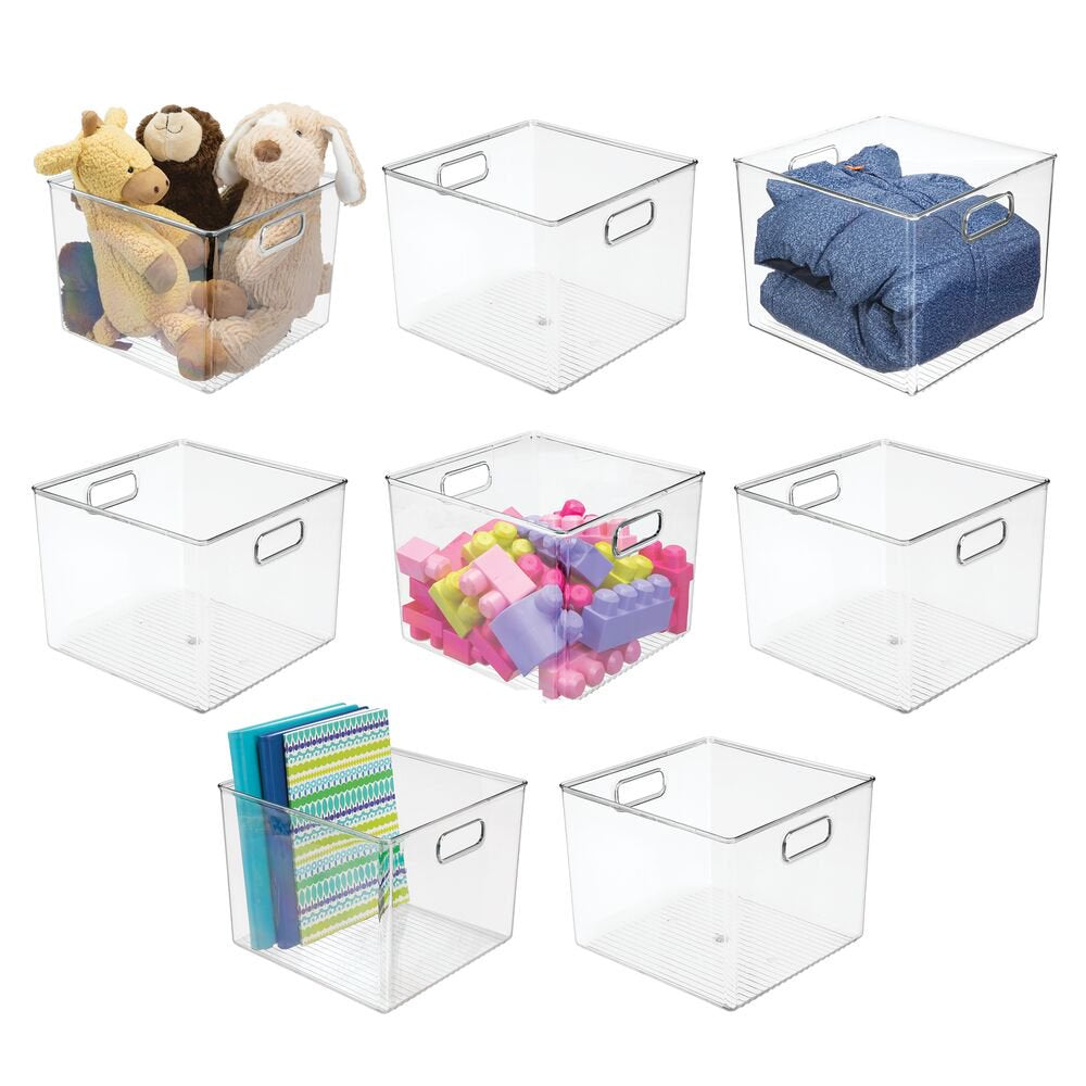 Mdesign Plastic Household Cubby Storage Organizer Container Bin - 8 Pack - Clear