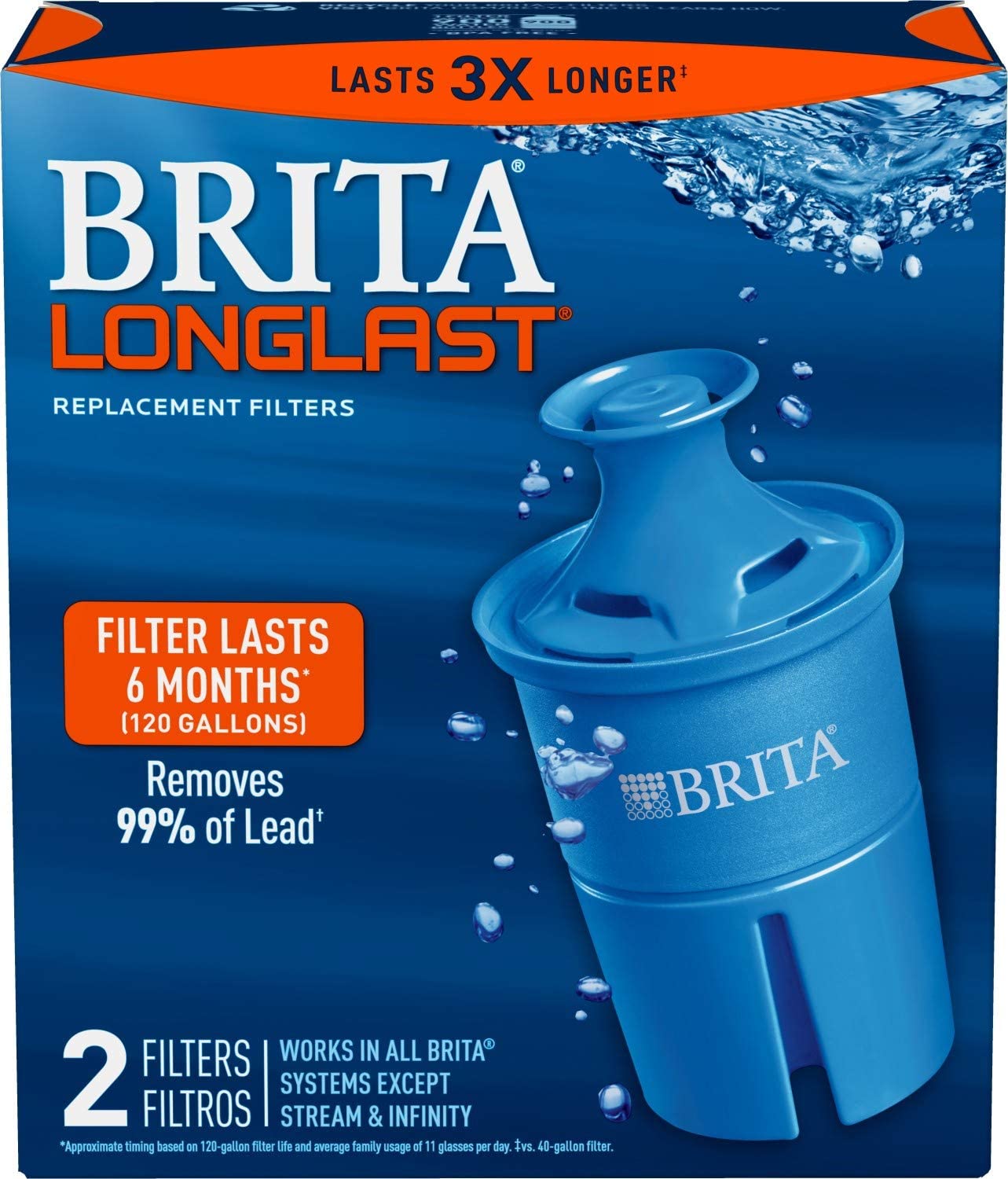 Brita Elite Water Filter Replacements for Pitchers and Dispensers, Reduces 99% of Lead from Tap Water, Lasts 6 Months, 2 Count