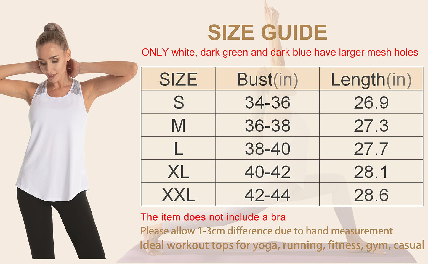 Aeuui Womens Workout Tops for Women Racerback Tank Tops Mesh Yoga Shirts Athletic Running Tank Tops Sleeveless Gym Clothes White