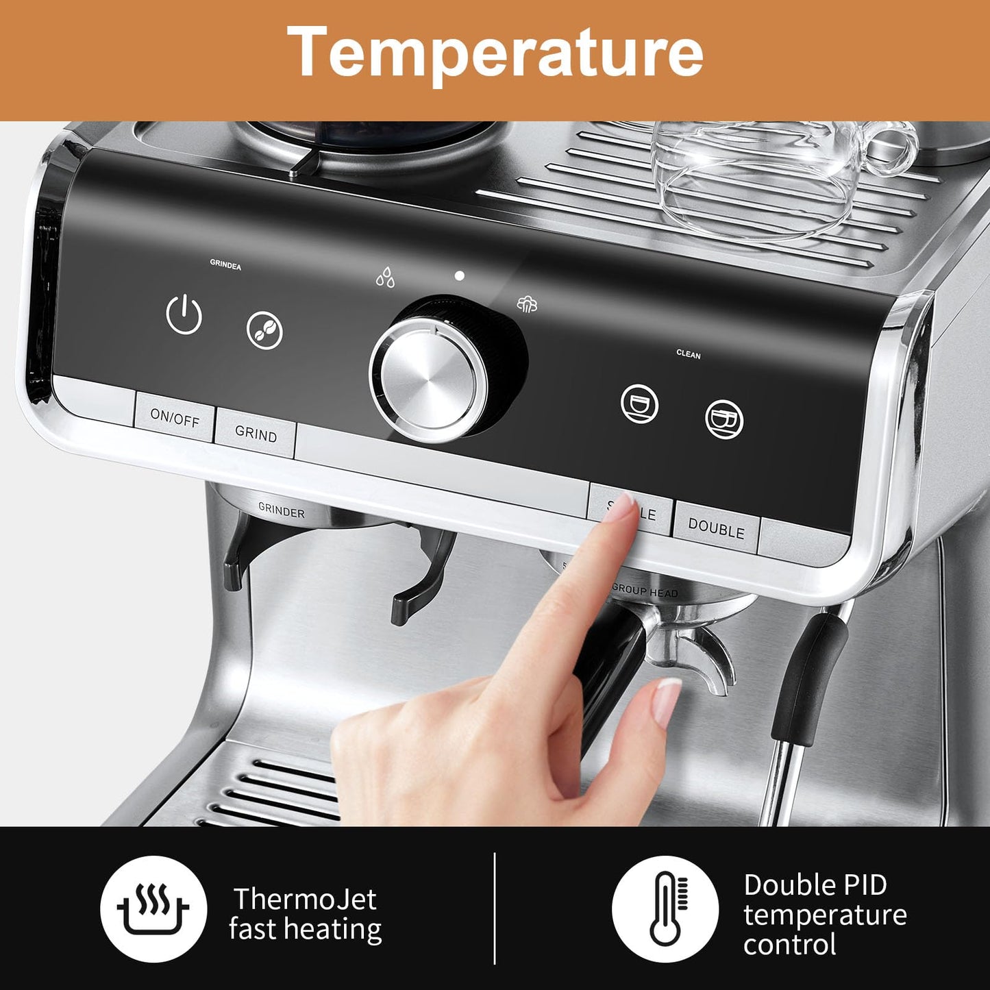 ILAVIE Espresso Machine with Grinder, Barista Espresso Maker for Home, 20 Bar Super-Automatic Espresso Machines for Espresso & Cappuccina & Latte, 2.8L Water Tank, 1450W