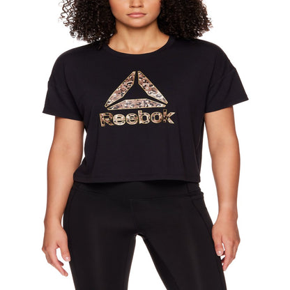 Reebok Women's Motion Graphic Cropped Short Sleeve Tee