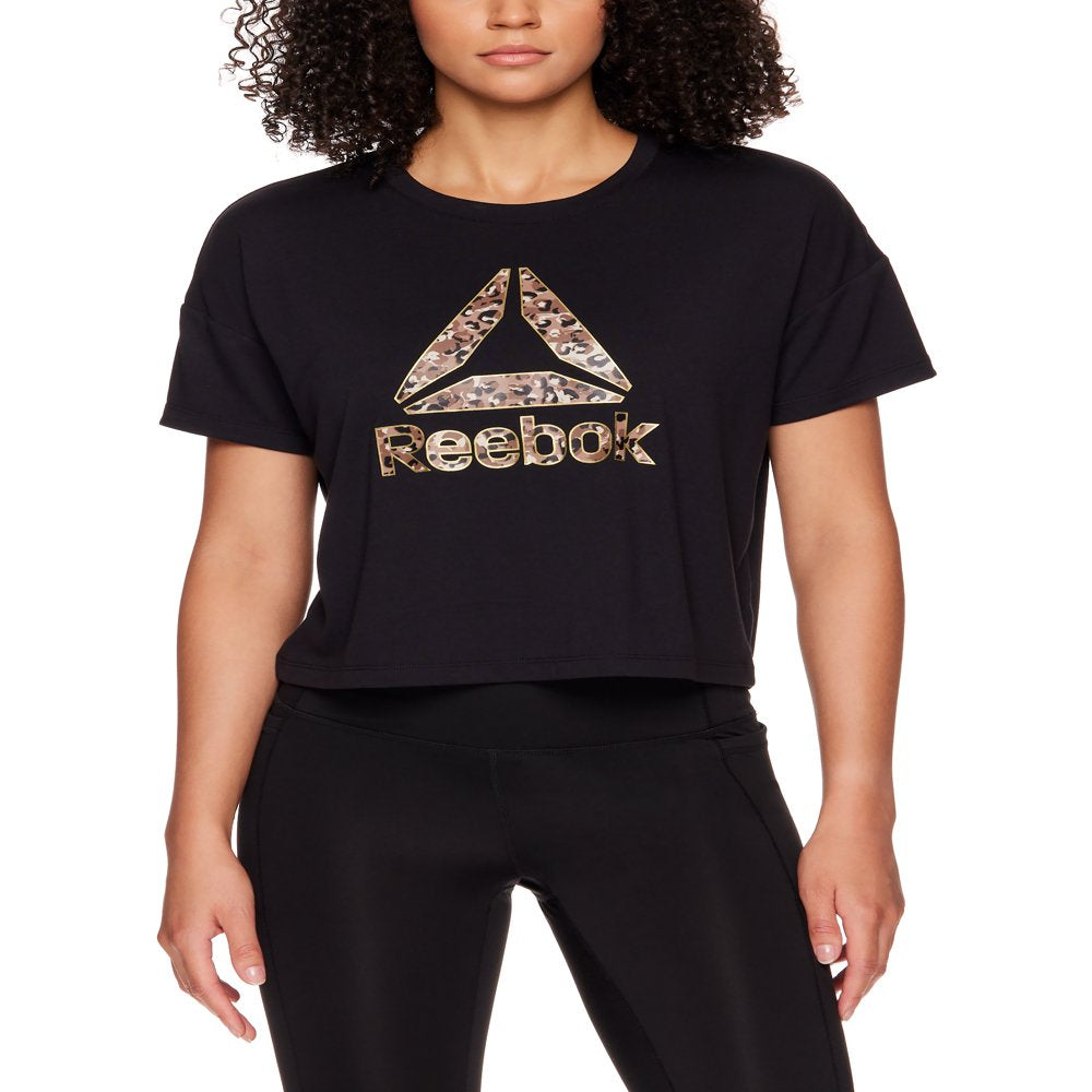 Reebok Women's Motion Graphic Cropped Short Sleeve Tee