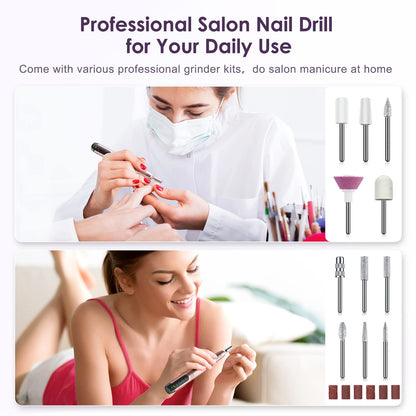 COSLUS Cordless Nail Drill Electric File: Professional for Acrylic Gel Dip Powder Nails Portable Nail Drill Machine Kit for Manicure Pedicure Nail Set with Everything Rechargeable Lightweight