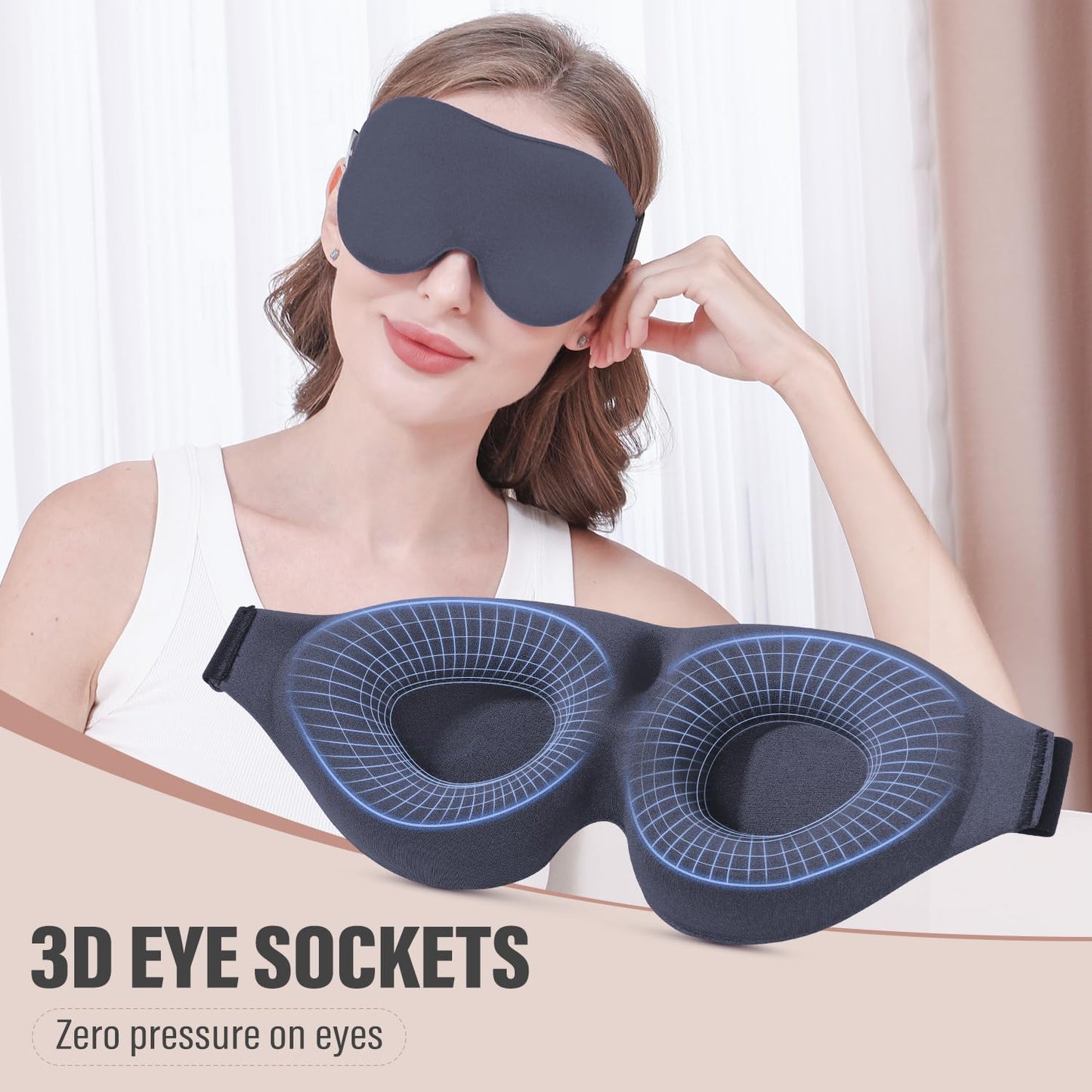 YIVIEW Sleep Mask for Side Sleeper, 100% Light Blocking 3D Sleeping Eye Mask, Soft Breathable Eye Cover for Women Men, Relaxing Zero Pressure Night Blindfold