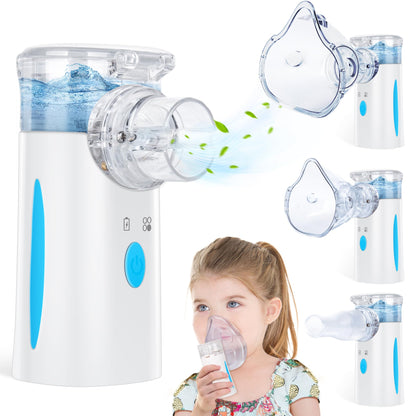 Portable Nebulizer, Nebulizer Machine for Adults and Kids, Ultrasonic Mesh Nebulizer of Cool Mist, Ultrasonic Nebulizer with Self-Cleaning Function for Breathing Problems, Used at Home, Office, Travel