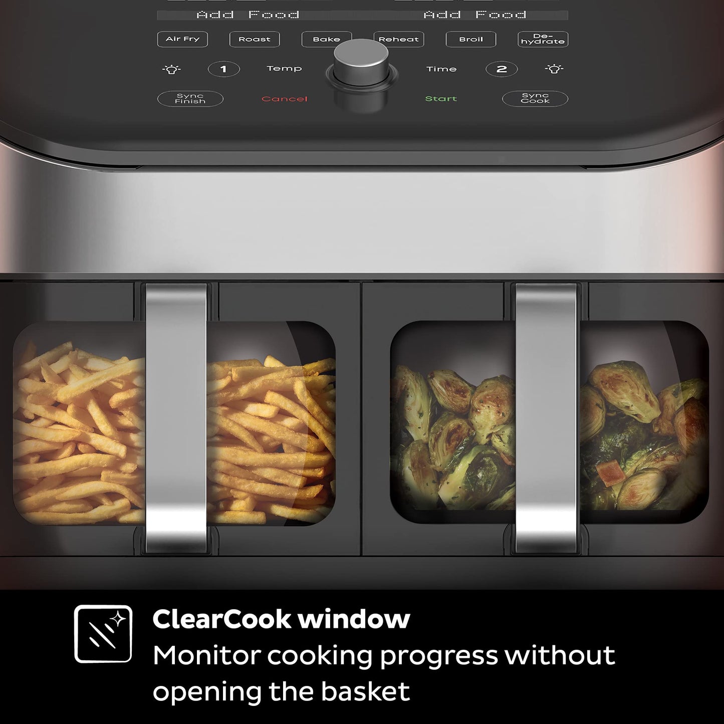 Instant Pot XL 8-QT Dual Basket Air Fryer Oven, From the Makers of Instant Pot,2 Independent Baskets,Clear Cooking Window,Dishwasher-Safe Basket, App with over 100 Recipes,Stainless Steel