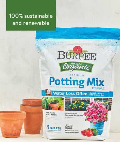 Burpee, 9 Quarts | Premium Organic Potting Natural Soil Mix Food Ideal for Container Garden-Vegetable, Flower & Herb Use for Indoor Outdoor Plant