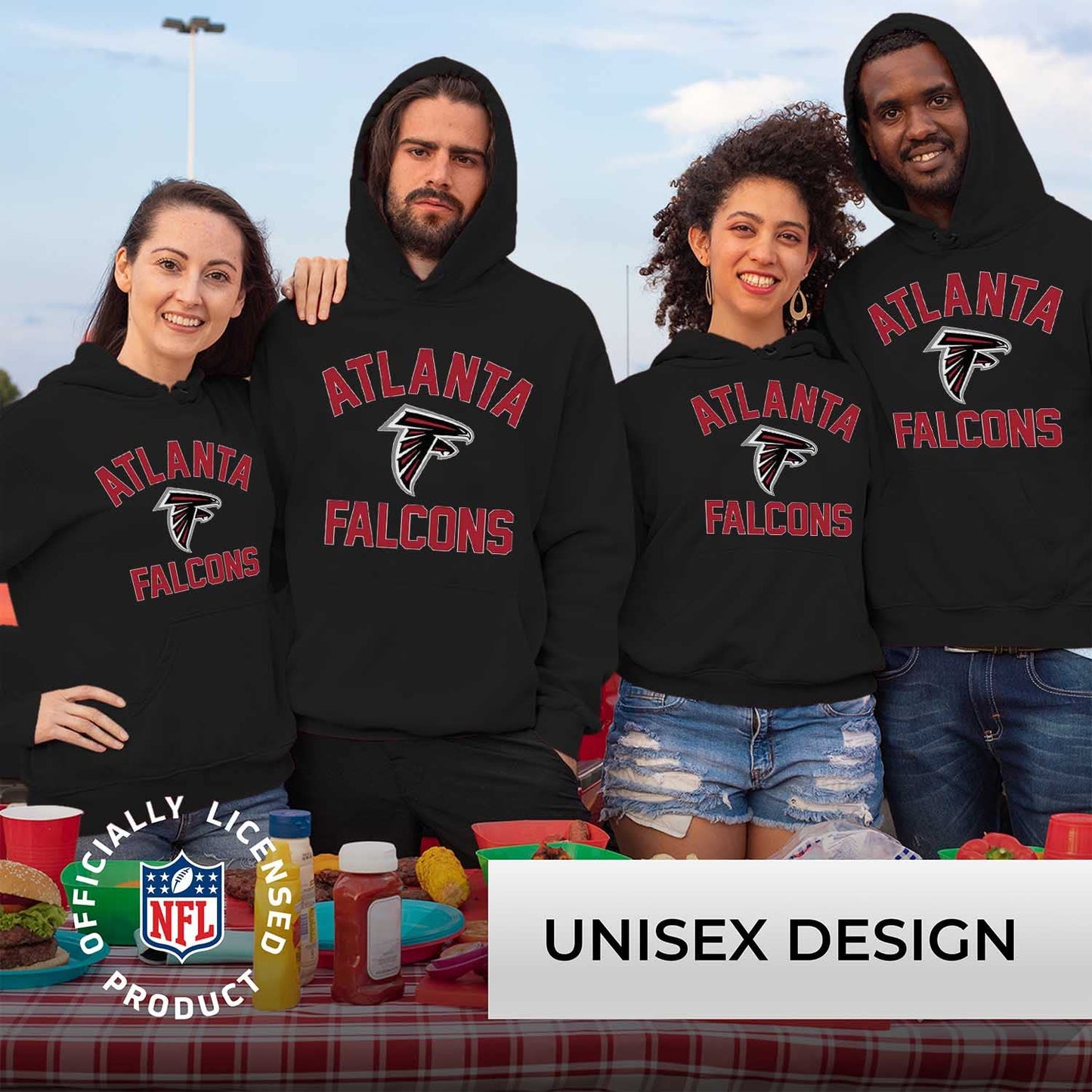 Team Fan Apparel NFL Adult Gameday Hooded Sweatshirt - Poly Fleece Cotton Blend - Stay Warm and Represent Your Team in Style (Atlanta Falcons - Black, Adult Medium)