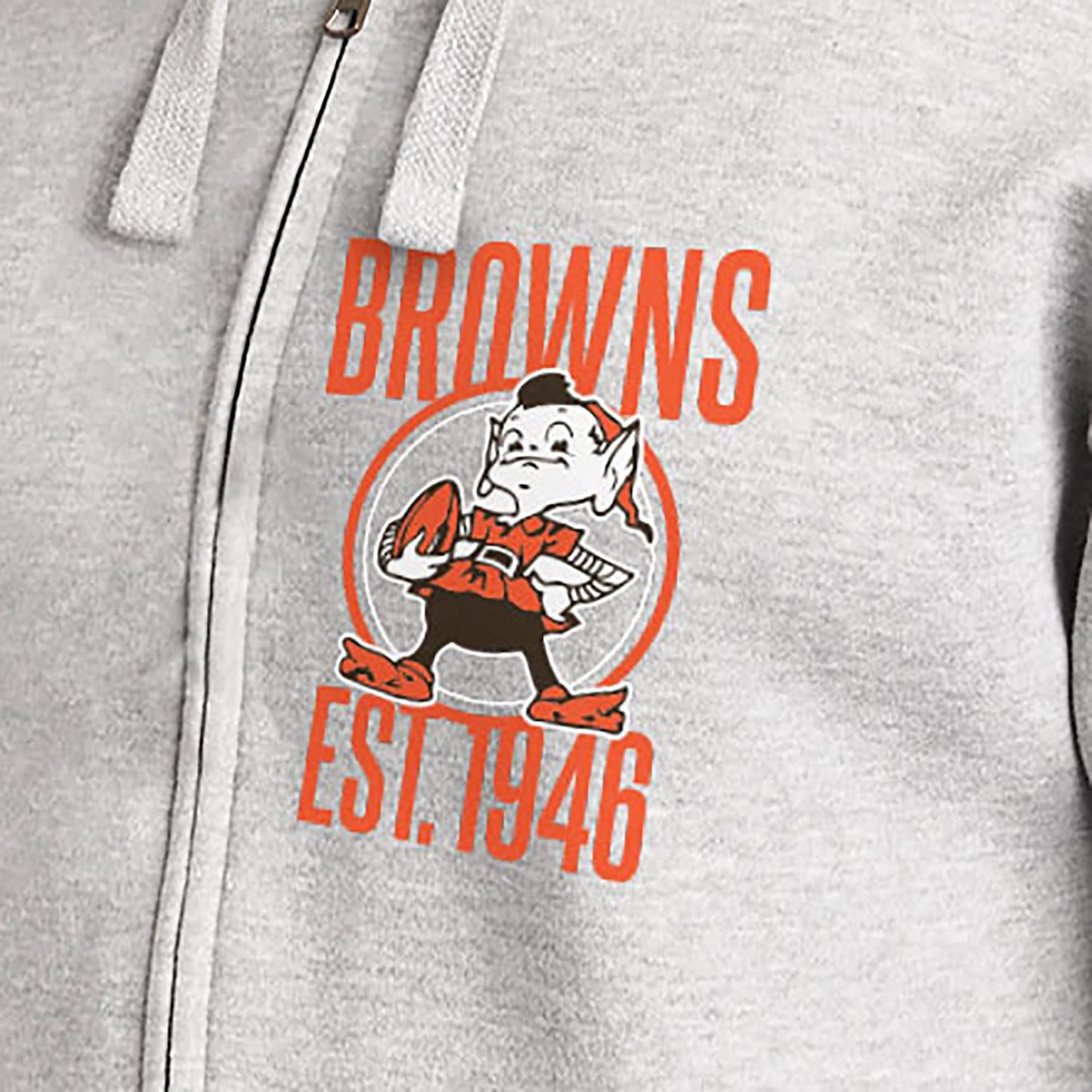 Junk Food Standard Soft Full Zip Hooded Fleece, Unisex Fit, Cleveland Browns-Athletic Heather Large