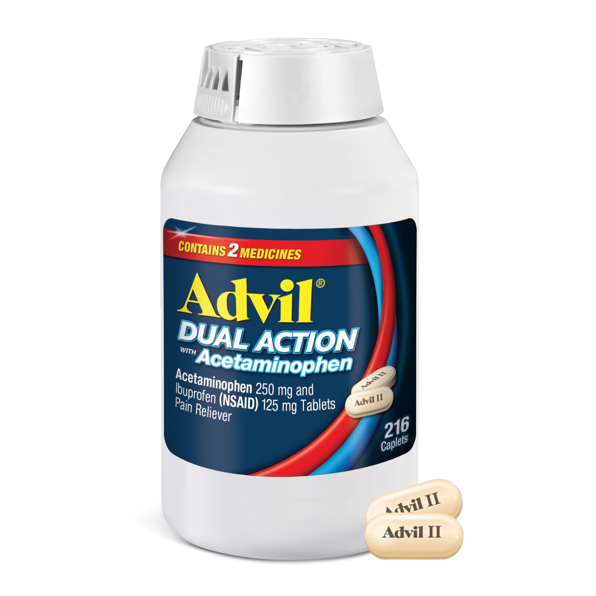 Advil Coating Advil Dual Action Coated Caplets with Acetaminophen, 250 Mg Ibuprofen ...